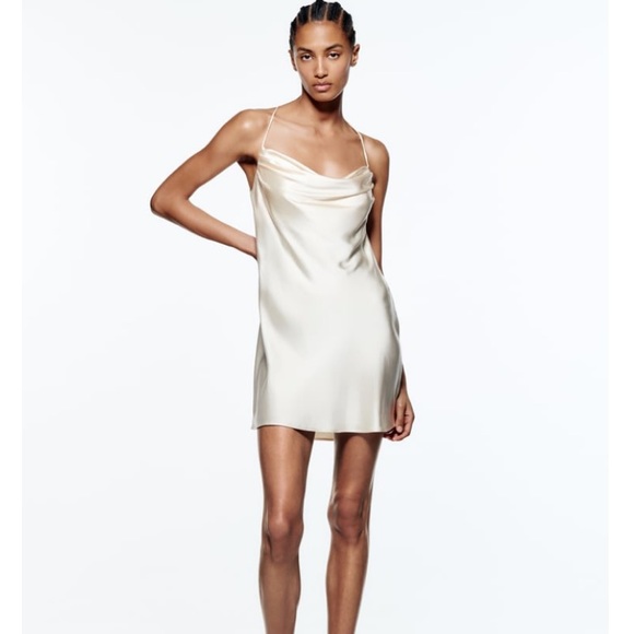 Zara Dresses & Skirts - Zara Satin Cream Dress